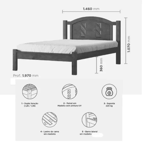 Cama Casal Grécia Imbuia - REF. 5158 - Imagem 5