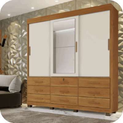 Roupeiro Londres C/ Espelho Cinamomo/Off - Ref. 6538