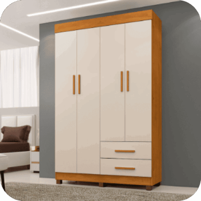 Roupeiro 4 Portas Copacabana New Cinamomo/Off - Ref. 6530