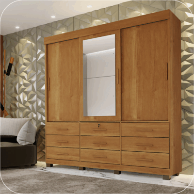 Alternative view of Roupeiro Londres C/ Espelho Cinamomo/Off - Ref. 6538