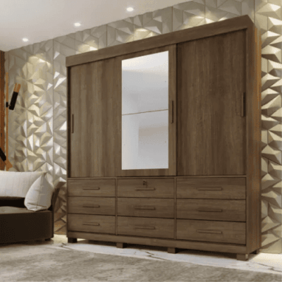 Roupeiro Londes C/ Espelho Imbuia/Off - Ref. 6539