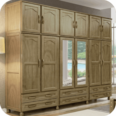 Roupeiro 6 Portas e 6 Gavetas C/ Espelho Nogueira Fosco - Ref. 5859