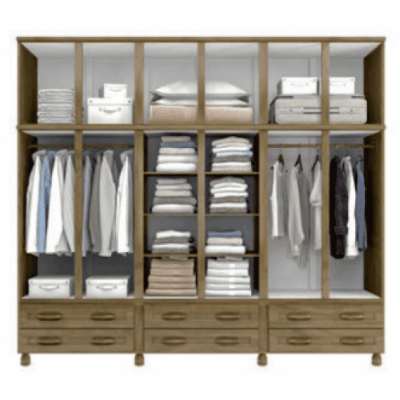 Alternative view of Roupeiro 6 Portas e 6 Gavetas C/ Espelho Nogueira Fosco - Ref. 5859