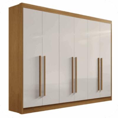 Roupeiro New Athos 6 Portas Cinamomo / Off White - Ref. 6082