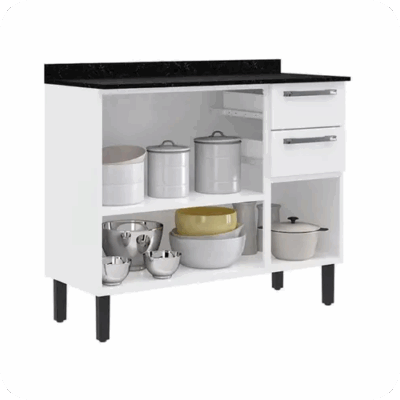 Alternative view of Balcão Florença 105cm 3 Portas E 2 Gavetas Branco Itatiaia Branco Ref. 6558