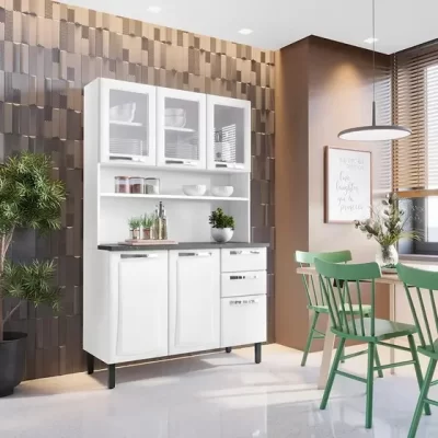 Kit de Cozinha Compacta Branco 120 em Aço 6 Portas 2 Gavetas Pratika - Itatiaia Ref. 6559