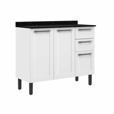 Balcão Florença 105cm 3 Portas E 2 Gavetas Branco Itatiaia Branco Ref. 6558