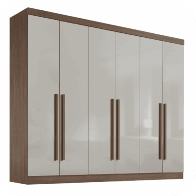 Roupeiro Davinci 6 Portas Plus Castanho / Off Ref. 6590