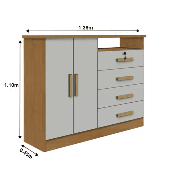 Alternative view of Cômoda 04 Gavetas Sapateira Cronus Cinamomo / Off White Ref. 6081