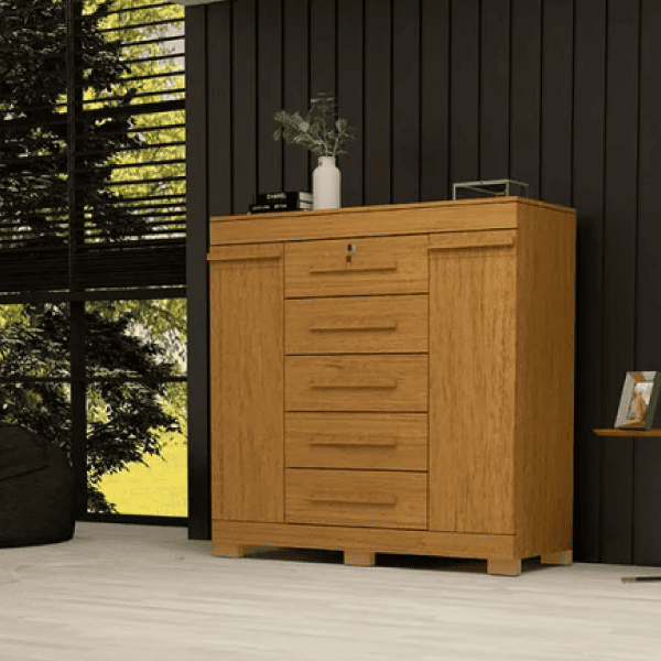 Cômoda Diana 05 Gavetas Com Sapateira cinamomo Ref. 6570