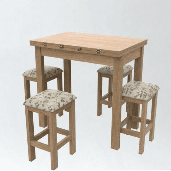 Alternative view of Mesa Dobravel C/ 04 Banquetas Cera Mel Ref. 6633