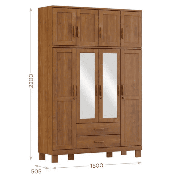 Alternative view of Roupeiro 8 Portas 2 Gavetas Com Espelho Ref. 6640