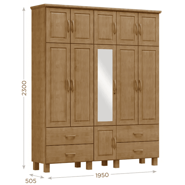 Alternative view of Roupeiro 11 Portas 4 Gavetas Com Espelho BR Freijó Ref. 6643