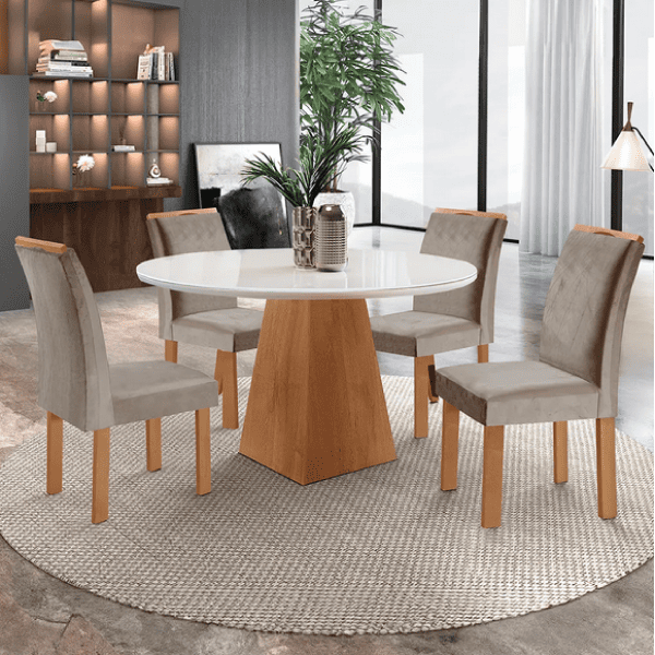 Mesa Sevilha 1x1 Redonda Ipê Off/White Ref. 5956