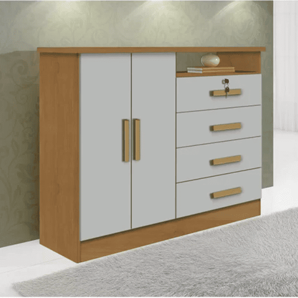 Cômoda 04 Gavetas Sapateira Cronus Cinamomo / Off White Ref. 6081