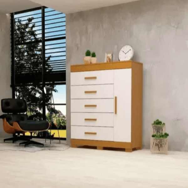 Cômoda Rayane Com Sapateira Cinamomo / Off White Ref. 6573