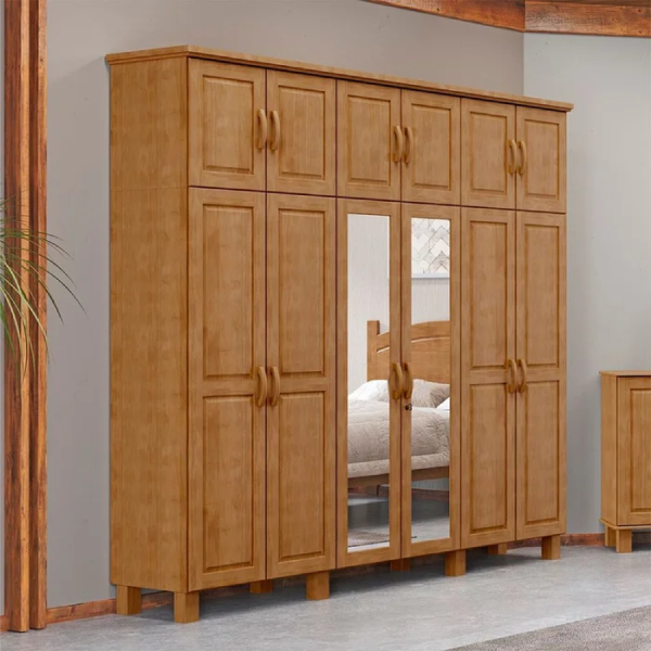 Roupeiro Bip 12 Portas C/ Espelho Bronze Freijó Ref. 6644