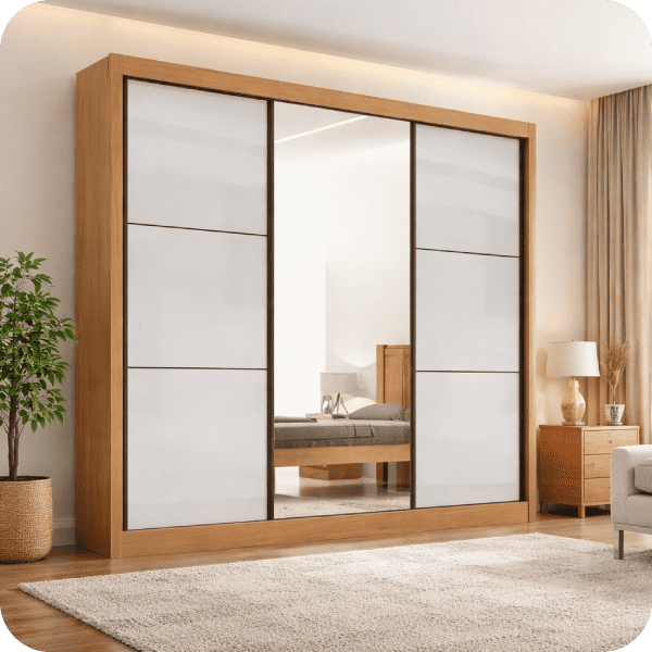 Roupeiro Cristal com Espelho Cinamomo/off white Ref. 6595