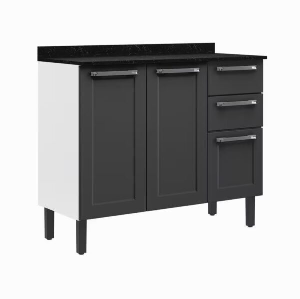Balcão Florença 105cm 3 portas e 2 gavetas branco com grafite ref 6703