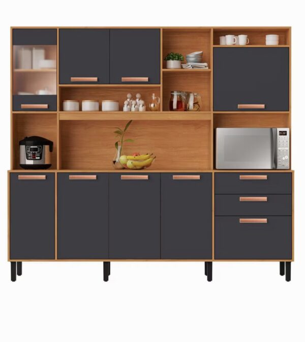 Alternative view of Armário de Cozinha Compacta Nápoles cinamomo/grafite com 2,20m- Ref. 6663