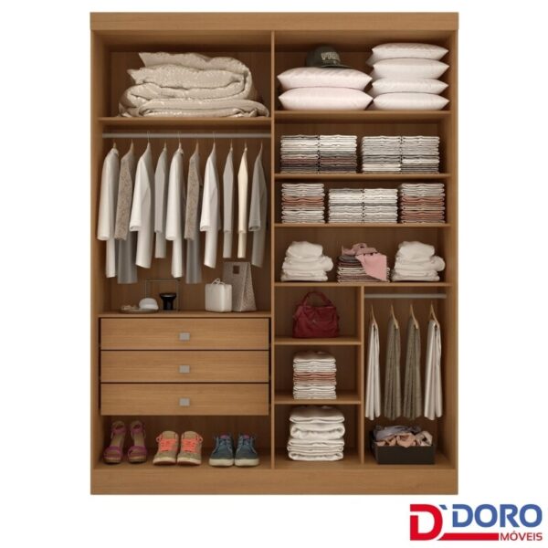 Alternative view of Roupeiro Solteiro Da Vinci Plus Branco 4 Portas 3 Gavetas 100% MDF Larg. 1.85m - D Doro