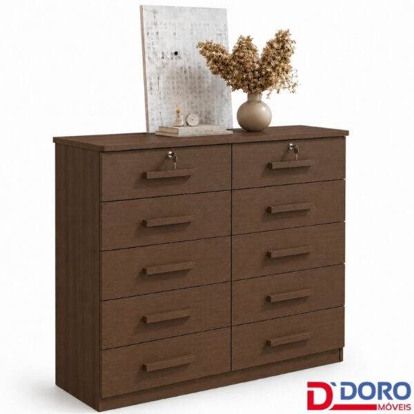 Cômoda Ryad Com 10 Gavetas Castanho - D Doro