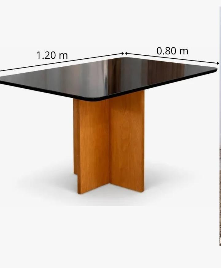 Mesa de Jantar Moscou 120x80 Vidro Preto/Base Cinamomo - Minas Plac. REF 6745 - Imagem 2