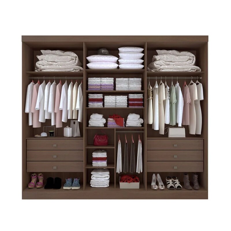 Guarda-roupa Casal Da Vinci Plus Castanho 6 Portas 6 Gavetas 100% MDF Larg. 2.75m - D Doro - Imagem 4