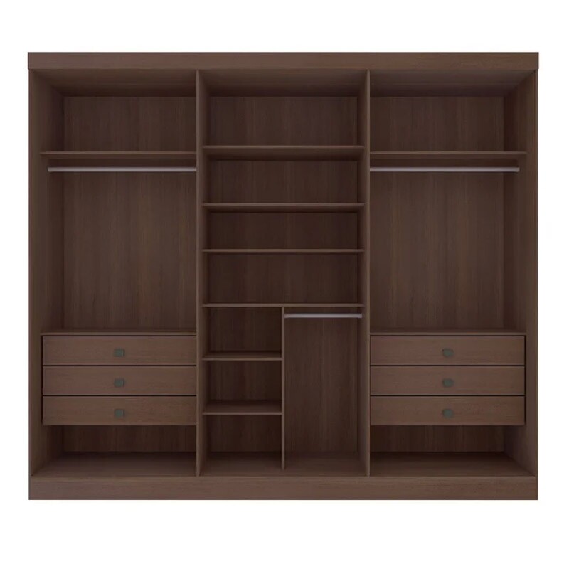 Guarda-roupa Casal Da Vinci Plus Castanho 6 Portas 6 Gavetas 100% MDF Larg. 2.75m - D Doro - Imagem 3