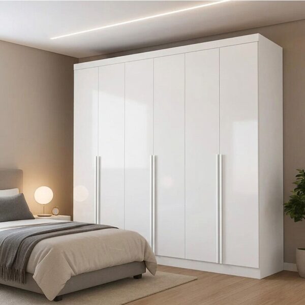 Roupeiro Alvorada Larg. 2.70m Branco 6 Portas 6 Gavetas - Bianchi