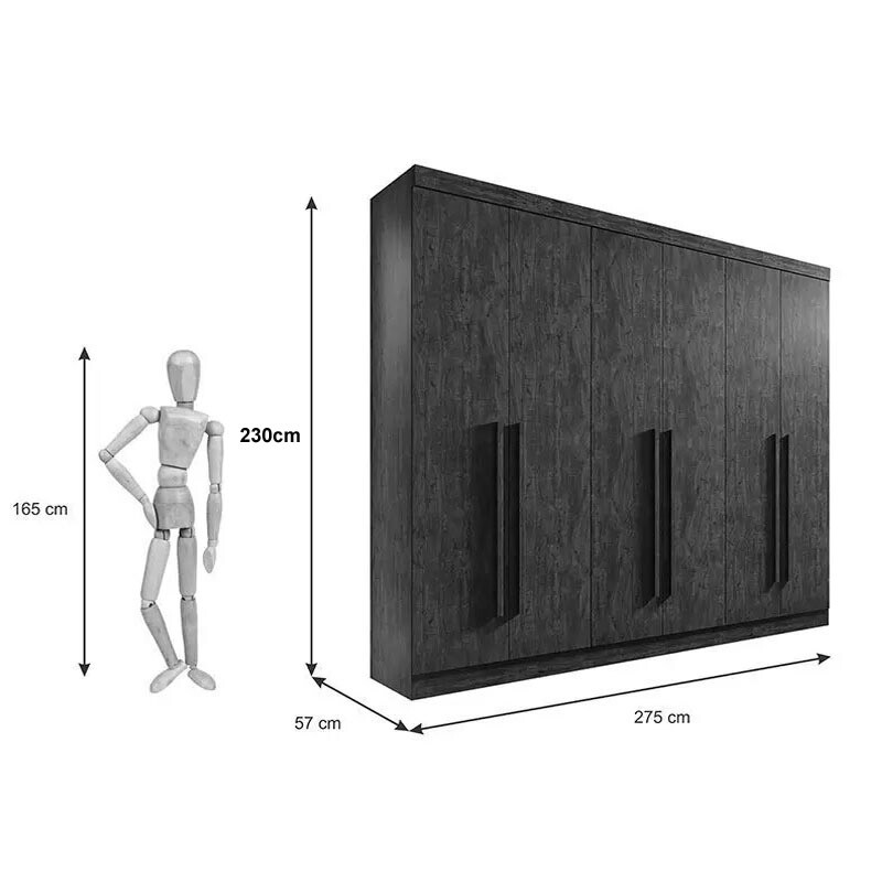 Guarda-roupa Casal Da Vinci Plus Branco 6 Portas 6 Gavetas 100% MDF Larg. 2.75m - D Doro - Imagem 4
