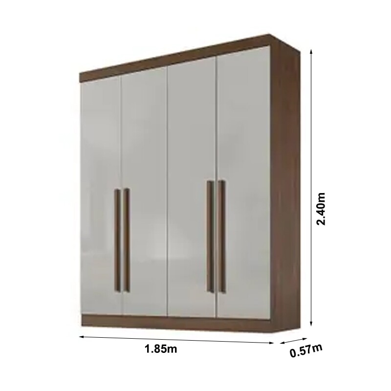 Roupeiro Solteiro Da Vinci Plus Castanho/Off 4 Portas 3 Gavetas 100% MDF Larg. 1.85m - D Doro - Imagem 3