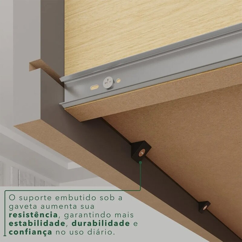 Roupeiro Solteiro Estrela Jequitibá/Granizo 6 Portas 2 Gavetas C/Pés Larg. 1.50m - Sallêto - Imagem 7
