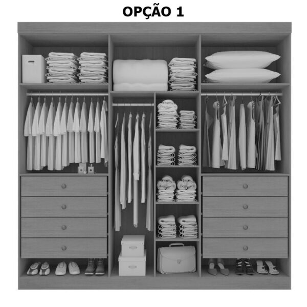 Alternative view of Roupeiro Milano Branco 6 Portas e 8 Gavetas 100% MDF Larg. 2.20m - D Doro
