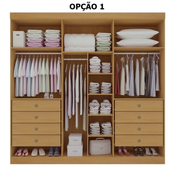 Alternative view of Roupeiro Milano Cinamomo/Off 6 Portas e 8 Gavetas 100% MDF Larg. 2.20m - D Doro
