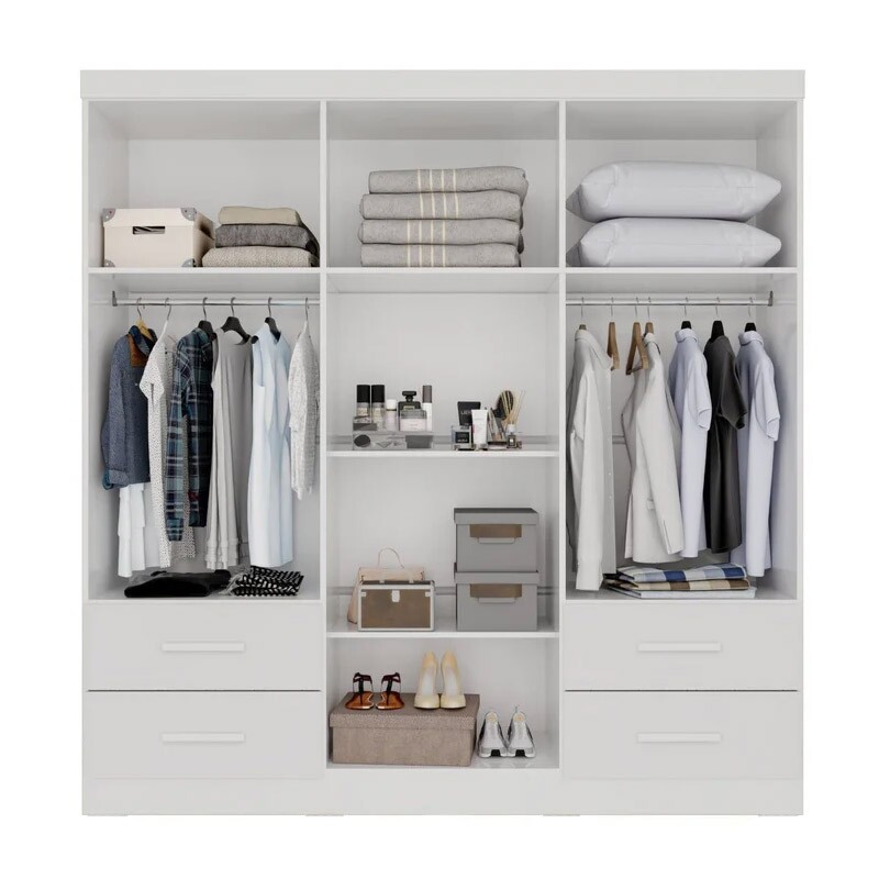 Guarda-roupa Texas Premium Branco 6 Portas 4 gavetas Larg. 1.80m - Sallêto - Imagem 2