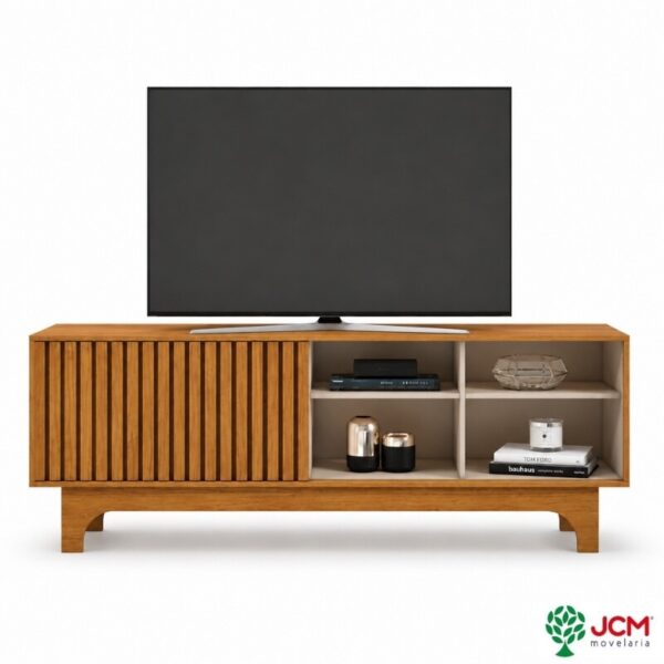 Rack Sereno 1.68m Cinamomo/Off C/Porta Ripada para TV até 70" - JCM
