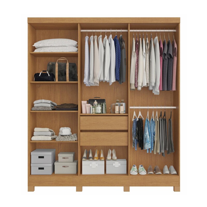 Roupeiro Cabo Frio 6 Portas Nature/off white 100% Larg. 1.80m - Bianchi - Imagem 2