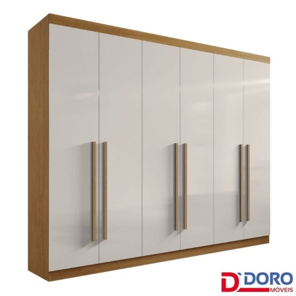 Guarda-roupa Casal Da Vinci Plus Cinamomo/Off 6 Portas 6 Gavetas 100% MDF Larg. 2.75m - D Doro