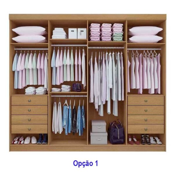 Alternative view of Guarda-roupa Casal Daymond Cinamomo/Off 8 Portas 8 Gavetas Detalhe Ripado 100% MDF Larg. 2.75m - D' Doro