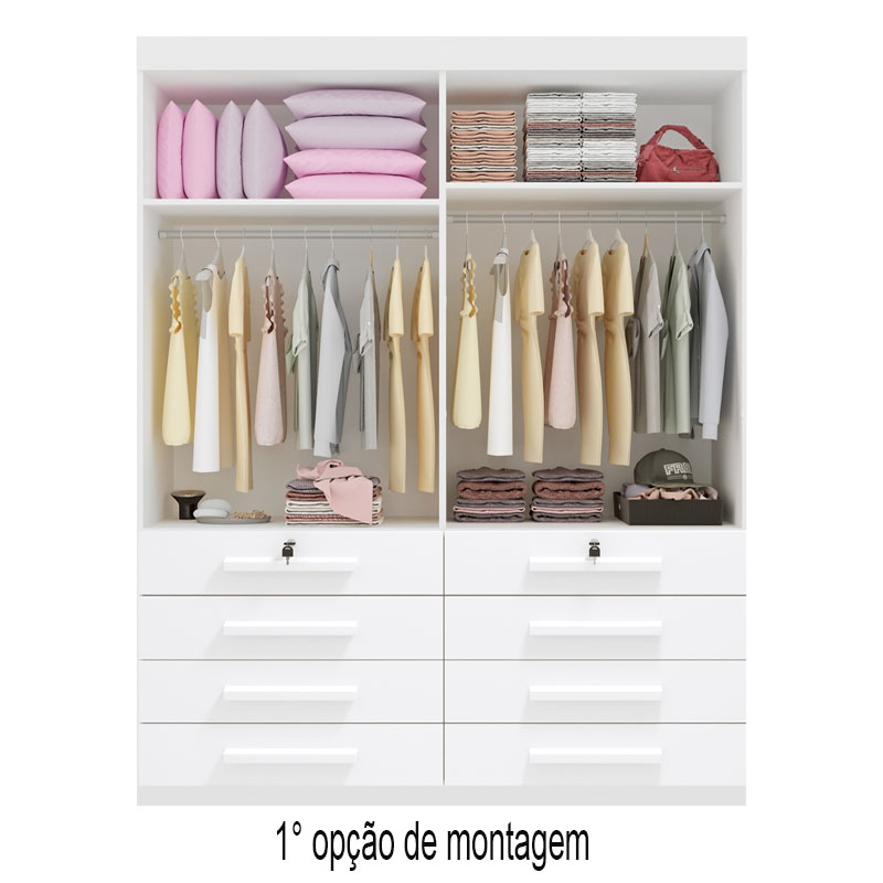 Roupeiro Mônaco Plus 4 Portas Branco Larg. 1.60m - D Doro - Imagem 2