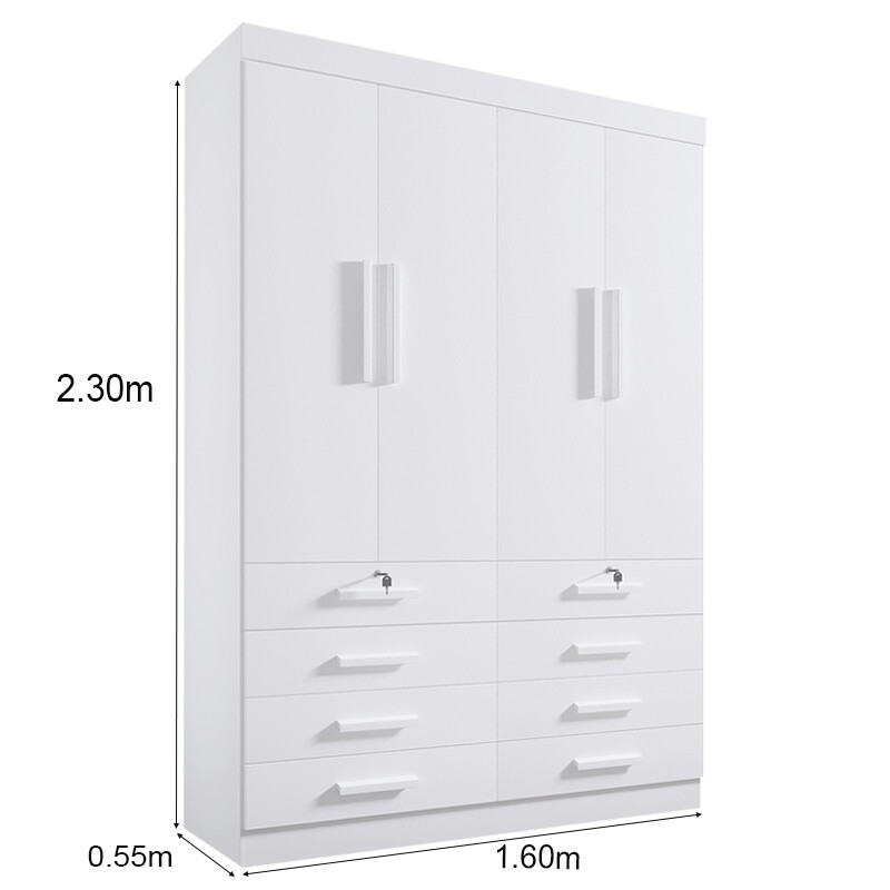 Roupeiro Mônaco Plus 4 Portas Branco Larg. 1.60m - D Doro - Imagem 6