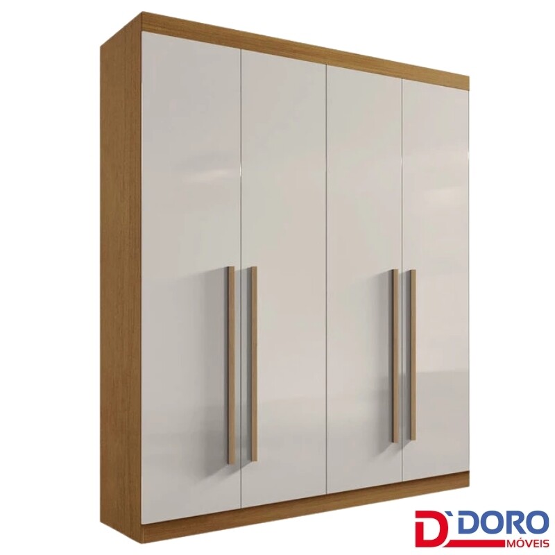Roupeiro Solteiro Da Vinci Plus Cinamomo/Off 4 Portas 3 Gavetas 100% MDF Larg. 1.85m - D Doro