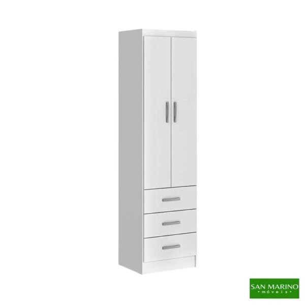 Roupeiro Texas Larg. 0.47m Branco 2 Portas 3 Gavetas San Marino