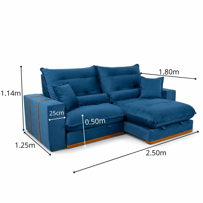 Sofá 3 Lugares Creta Linho Azul 28 Larg. 2.00m - Molas bonnel. REF 6743 - Imagem 5