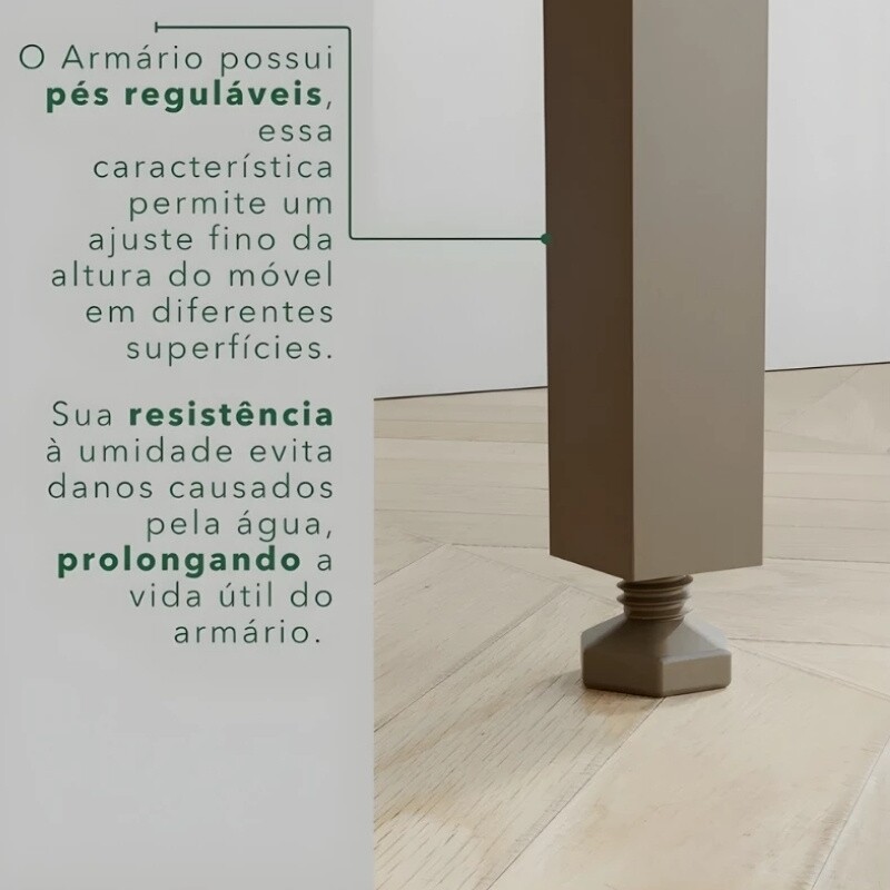 Torre Quente Cozinha Pérola + Balcão 1.20m + Aéreo 2 Portas 1.20m Branco/Cinamomo - Sallêto - Imagem 8