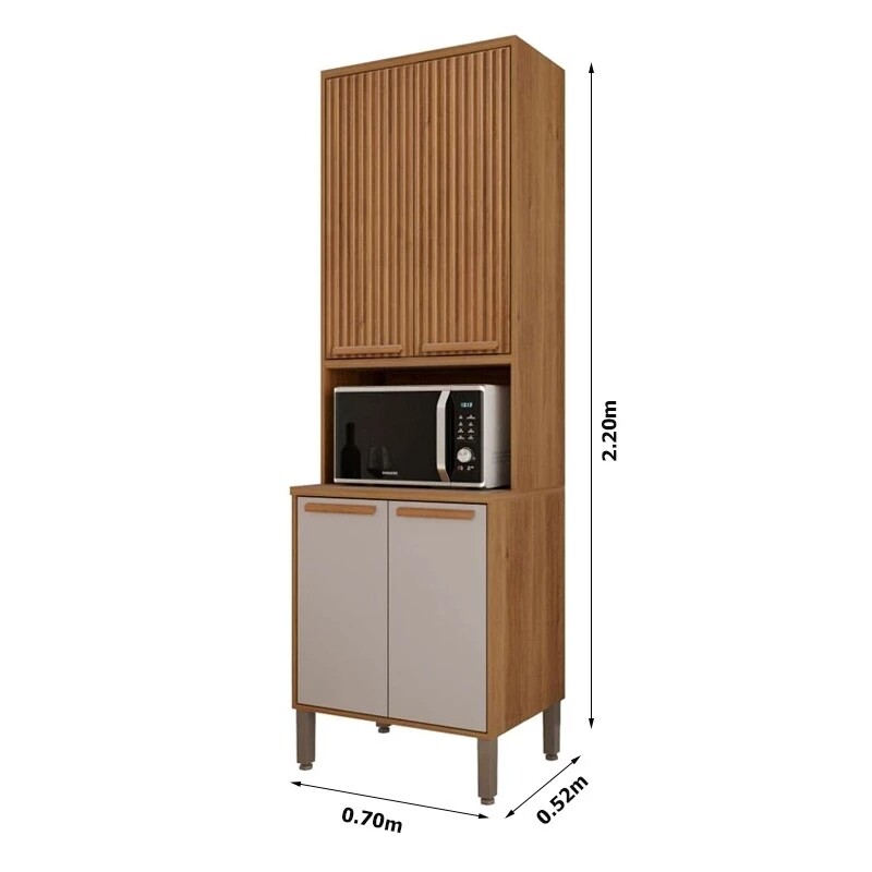 Torre Quente Flórida + Armário Aéreo Florida Ripado 1.20m Cinamomo/Off - Sallêto - Imagem 5