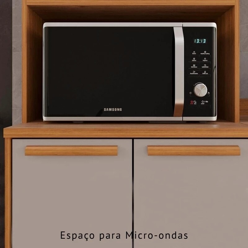 Torre Quente Flórida + Armário Aéreo Florida Ripado 1.20m Cinamomo/Off - Sallêto - Imagem 6