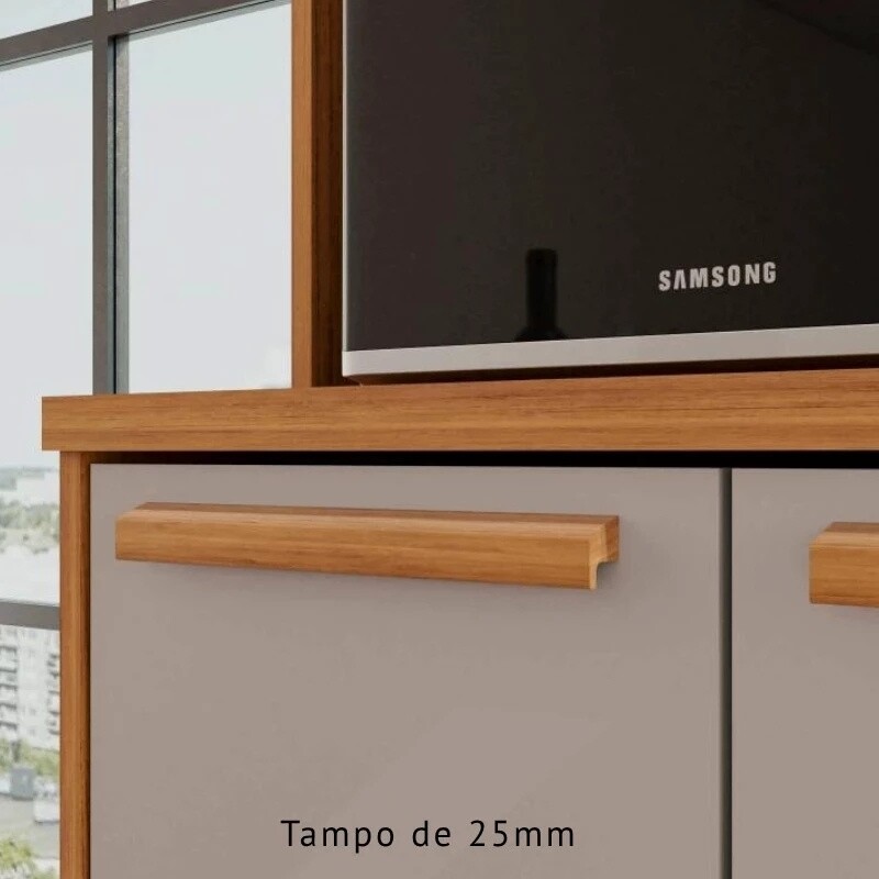 Torre Quente Flórida + Armário Aéreo Florida Ripado 1.20m Cinamomo/Off - Sallêto - Imagem 7