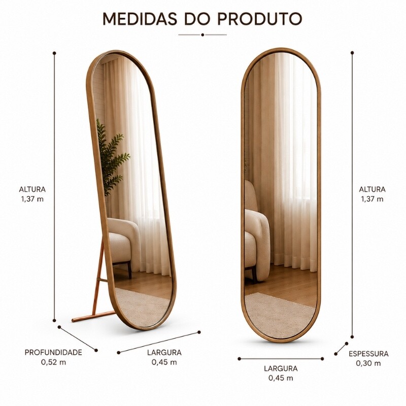 Toucador Alamanda Espelho Oval Castanho/Bronze - JB Bechara - Imagem 2